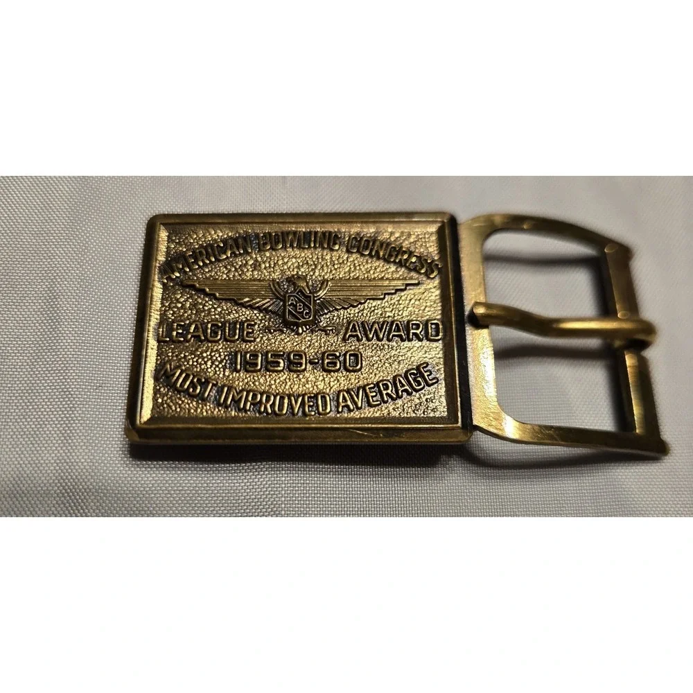 1959-60 ABC Bowling Award Belt Buckle Most Improved‎ Average League Trophy